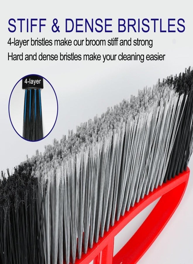 MuLing 2-Pack Outdoor Heavy Duty Broom Set, 15.7" Wide Angle Broom with Long Adjustable Handle & Stiff Bristles for Patio, Garage, Yard, Garden (Black&Red) - Image 5